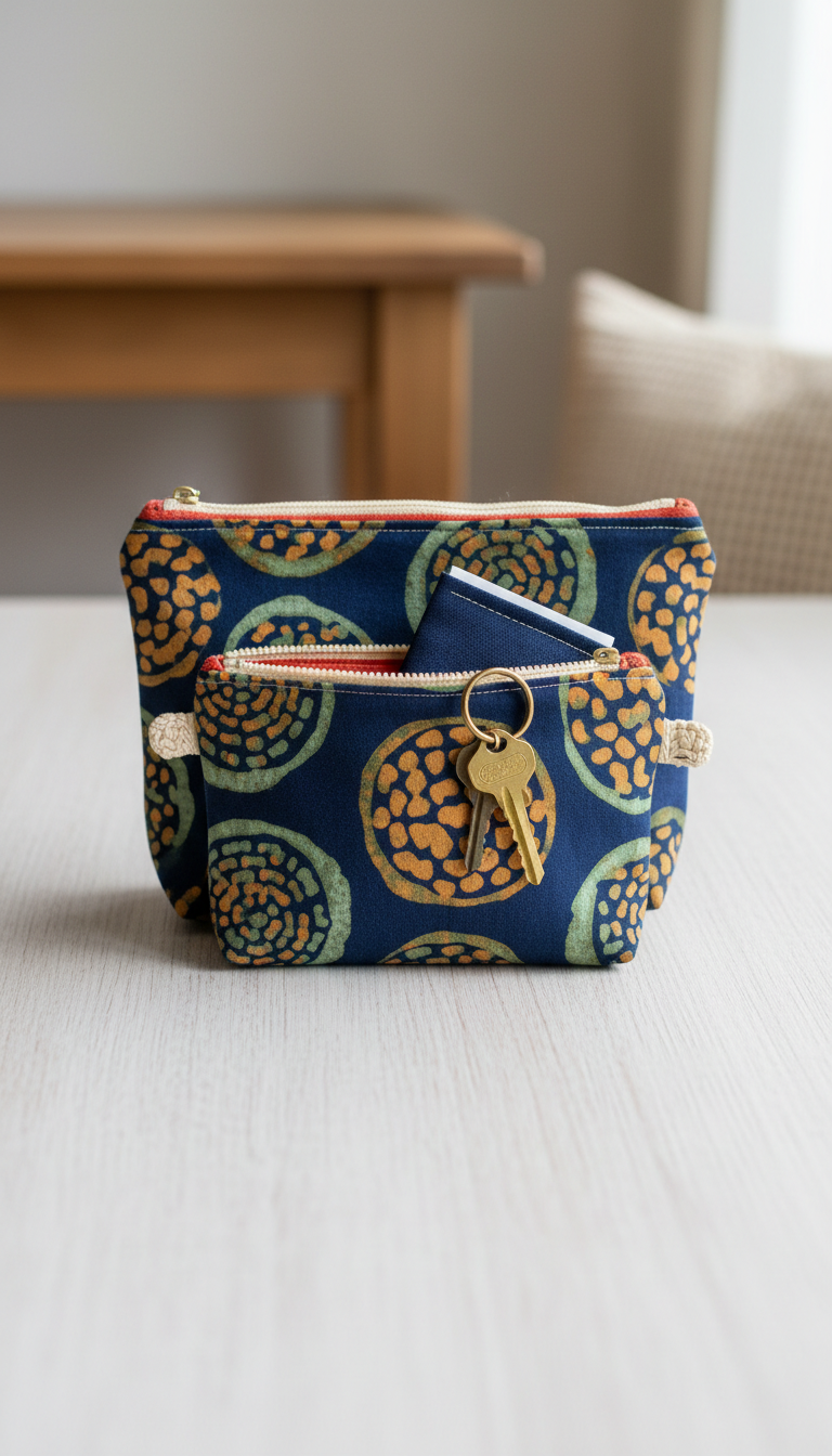Ensemble de pochettes motif indigo