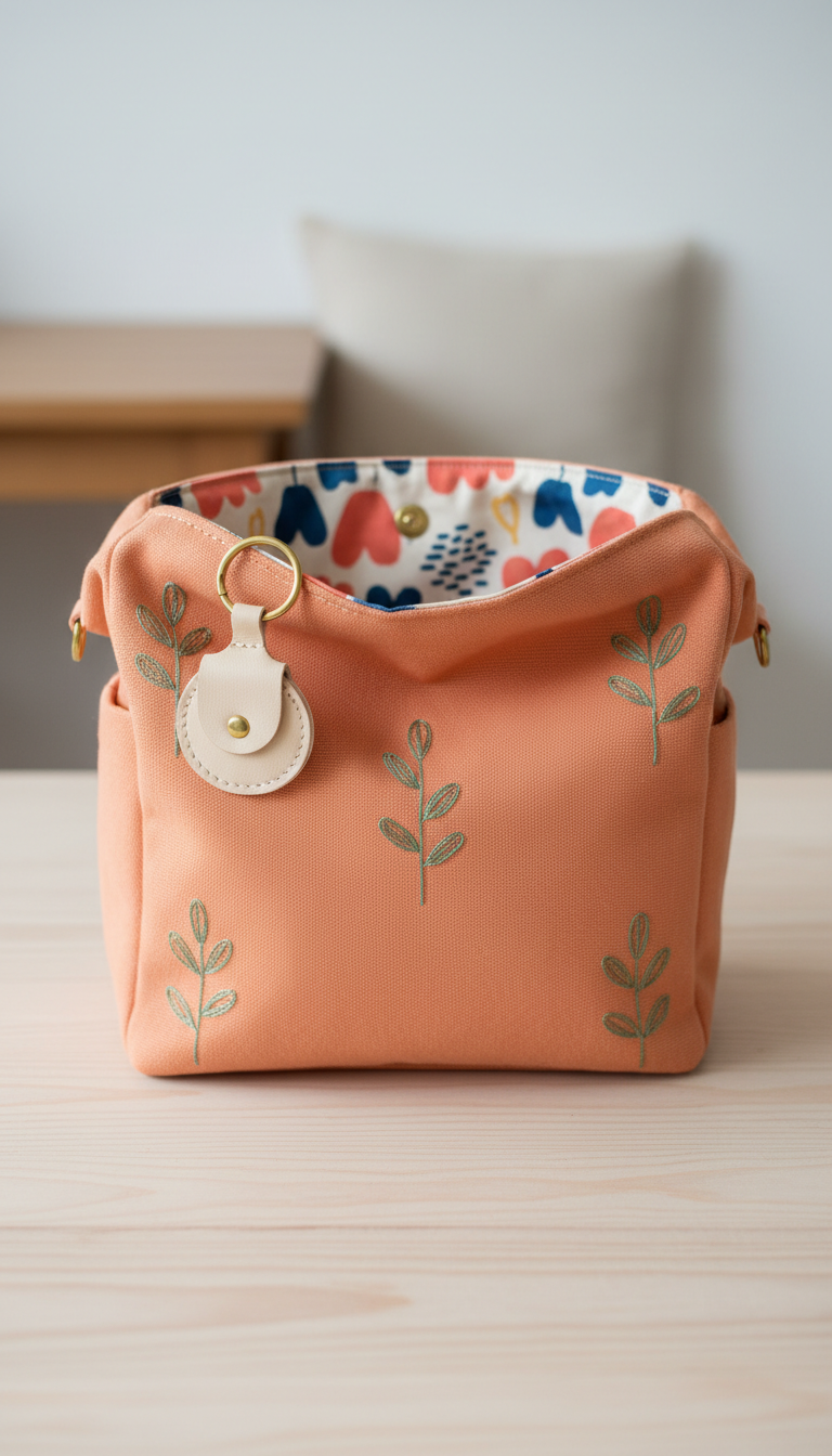 Sac à langer toile abricot
